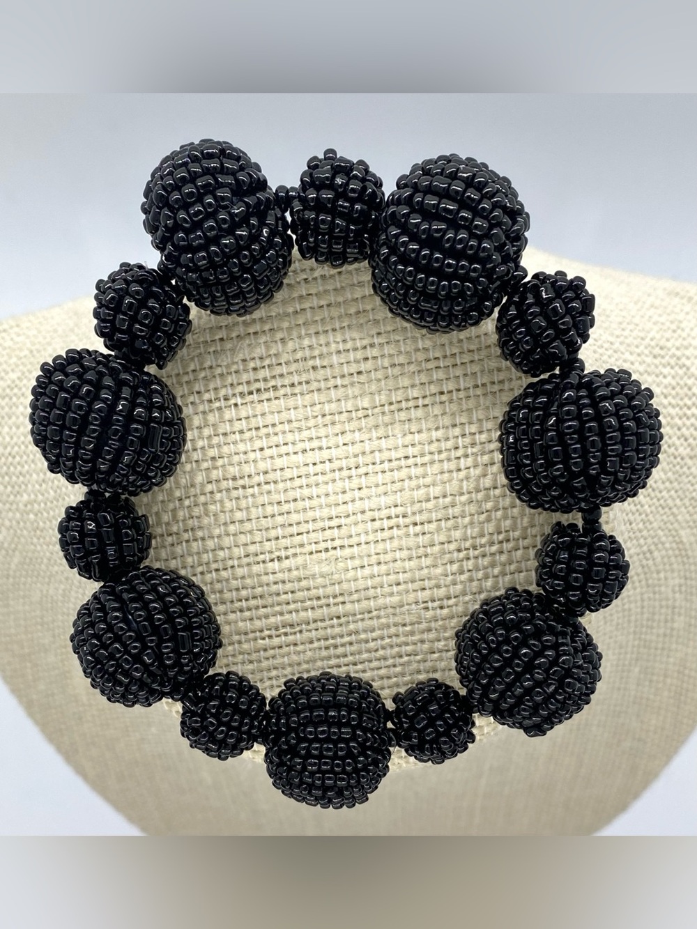 Vintage Black Beaded Bracelet Boho Y2K Whimsigoth Eclectic 90s Minimalistm - Picture 5 of 5